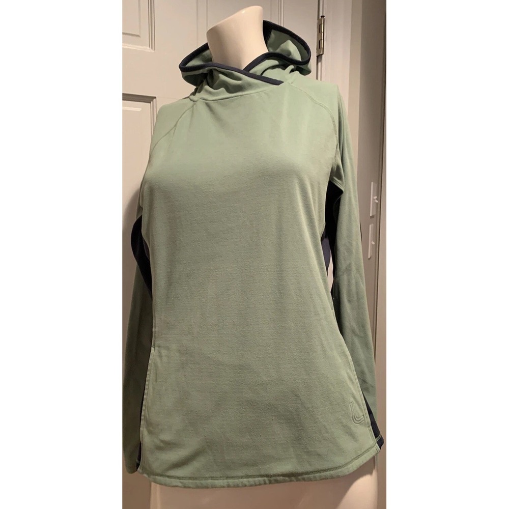 Lole Exercise Yoga "Esma" Hoodie Green Blue Pullover Micro Fleece Size Large